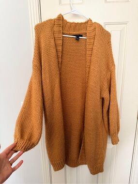 Forever 21 Open-Front Chunky Cardigan - Camel/Tan